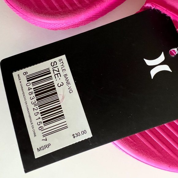 HURLEY Girl's Slip-On Adjustable Sandals Hot Pink Size 3 - Picture 2 of 6